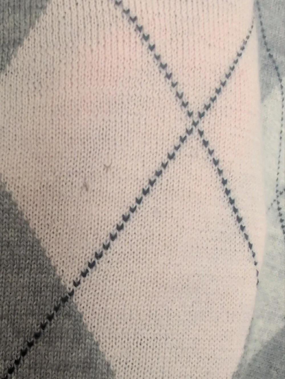J. Crew Gray Argyle V-Neck Sweater